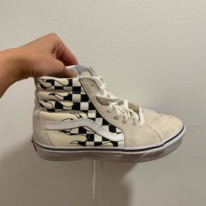 high top vans with flames